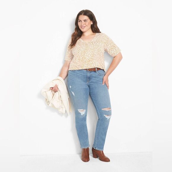 Lane Signature Fit Body Icon Straight Jean - Light Wash Women's Size 22 - Picture 1 of 15